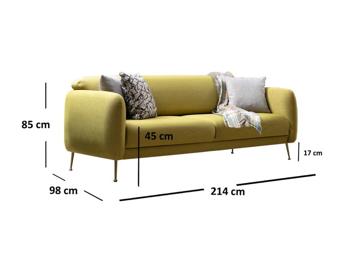 Atelier Del Sofa Sevilla 3 Seater Sofá Cama de 3 Plazas Amarillo